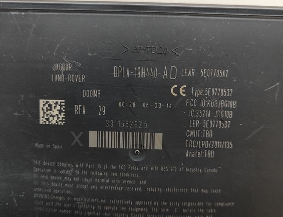 JAGUAR XF 1 generation  (2011-2016) Keyless Control Unit DPLA-19H440-AD,5E0770537 23900756