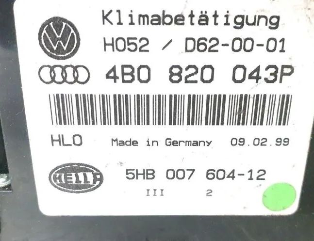 AUDI A6 C5/4B (1997-2004) Climate  Control Unit 4B0820043P 28161514