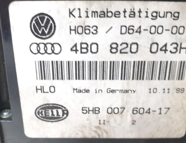 AUDI A6 C5/4B (1997-2004) Klimata kontroles modulis 4B0820043H 28161518
