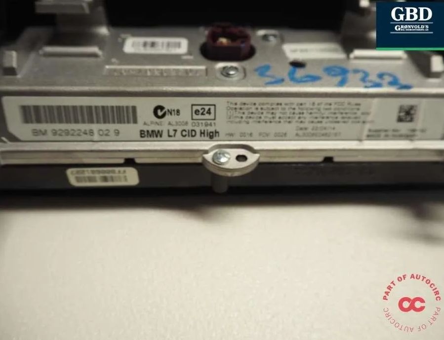 BMW 4 Series F32/F33/F36 (2013-2020) Navigation Display 65509292248,9292248029 30877603