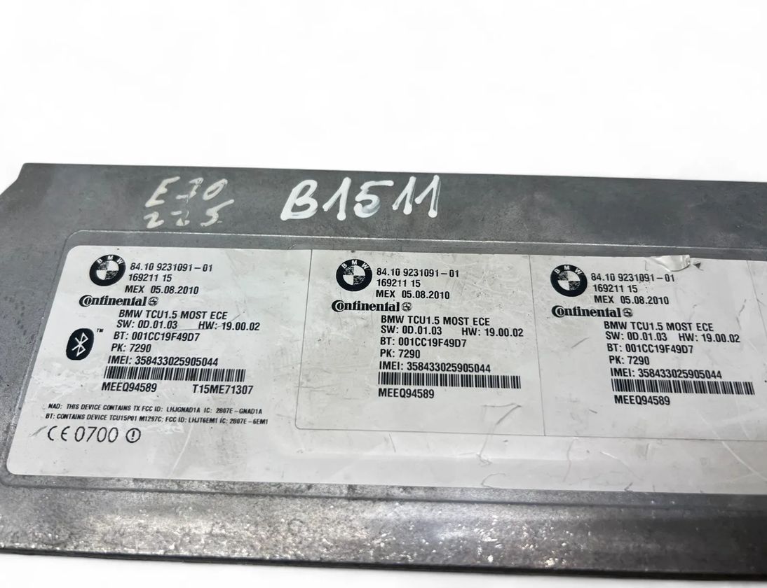 BMW X5 E70 (2006-2013) Bluetooth Control Unit 9231091 30615320