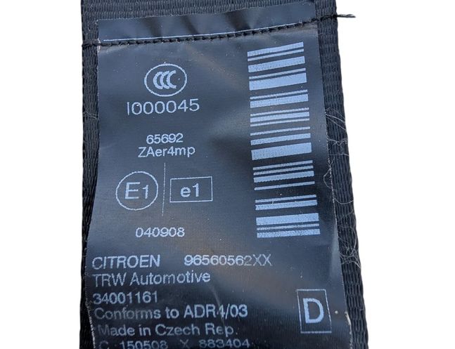 CITROËN C5 2 generation (2008-2017) Front Right Seatbelt 33060518B 31886282