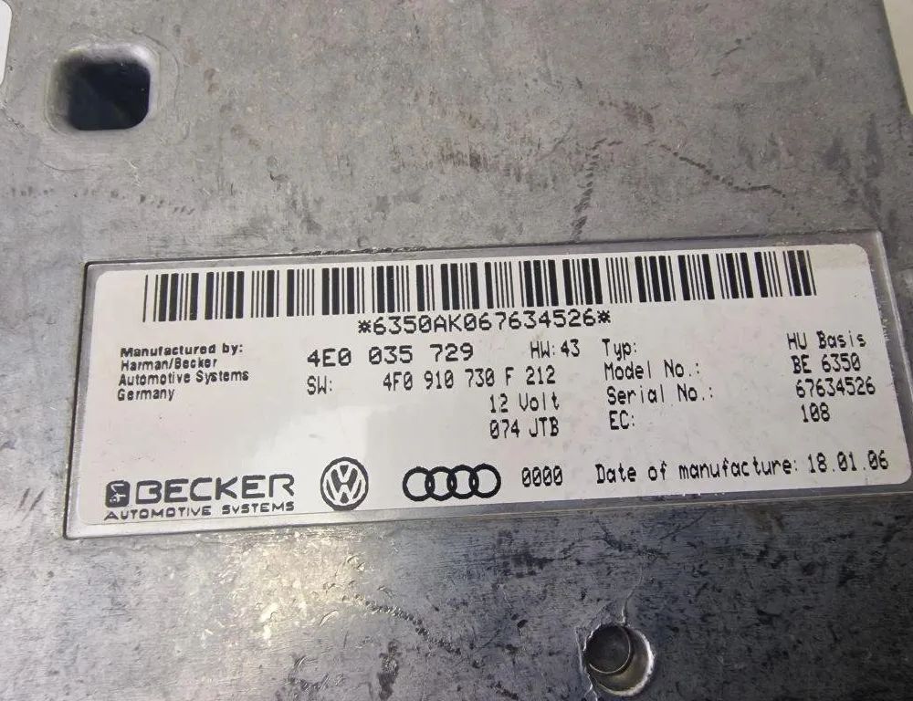 AUDI A6 C6/4F (2004-2011) Navigācijas vadības bloks 4E0035729 31236629