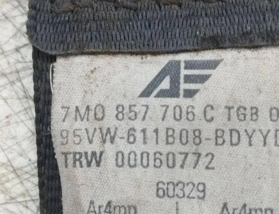 VOLKSWAGEN Sharan 1 generation (1995-2010) Priekšējā labā drošības josta 5VVW611B08D,7M0857706C 31907197