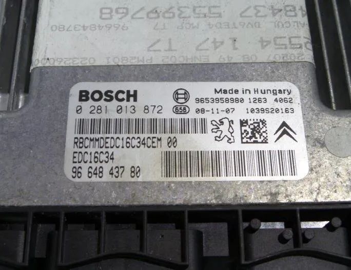 PEUGEOT 308 T7 (2007-2015) Engine Control Unit ECU 0281013872,9664843780,1039S20163,1943F6,1943F7,6580RN 27655044