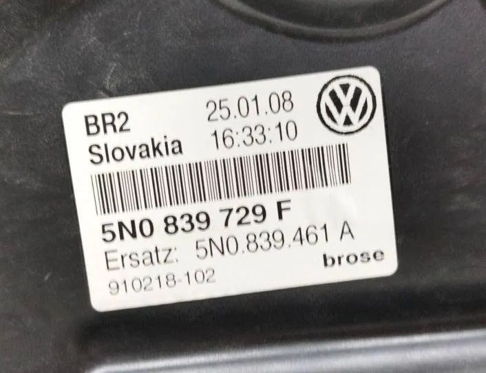VOLKSWAGEN Tiguan 1 generation (2007-2017) Rear left door window lifter 5N0839729F,5N0839461A,910218102 22690603
