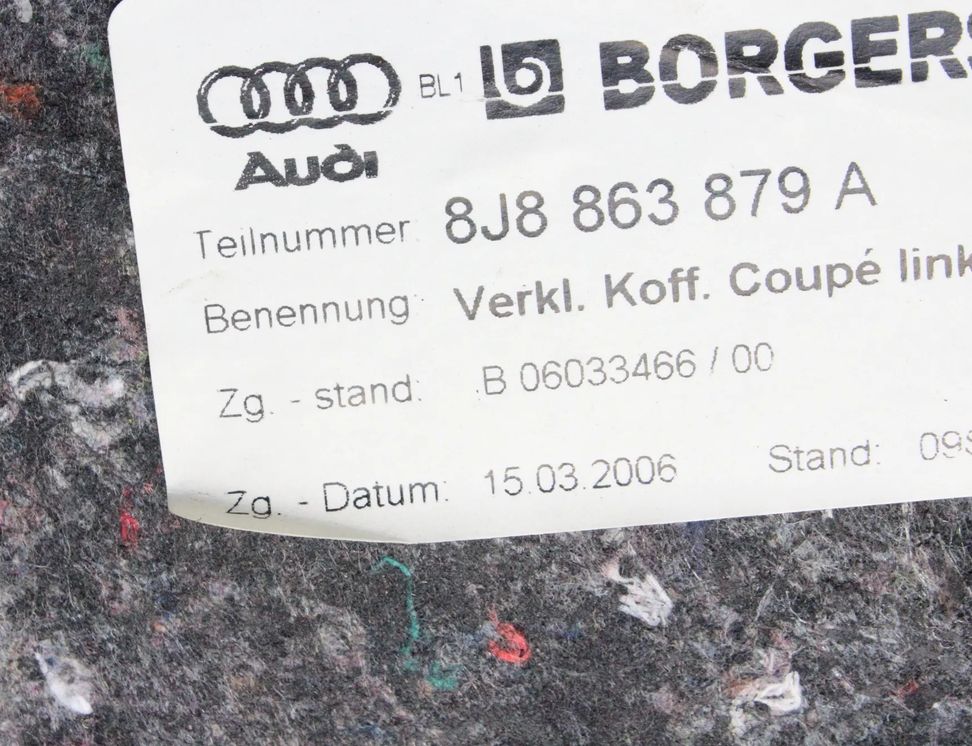 AUDI TT 8J (2006-2014) Left Side Trunk Trim 8J8863879A 32071124