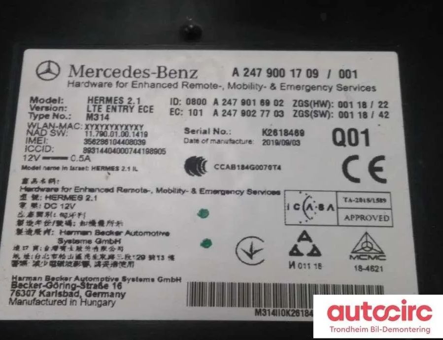 MERCEDES-BENZ Sprinter 2 generation (906) (2006-2018) Sound Control Unit a2479001709,a2479009312,a2479002513,a2389008701,a2389000805 30847570
