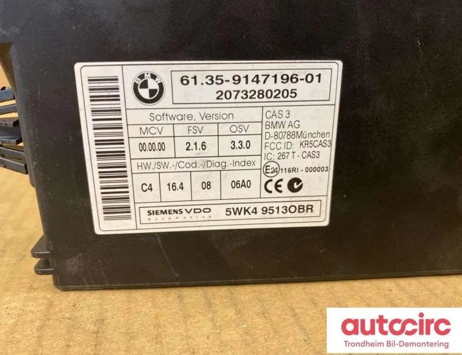BMW 3 Series E90/E91/E92/E93 (2004-2013) Sound Control Unit 9147196,61359395657,61359395657,5wk495130br 30853498