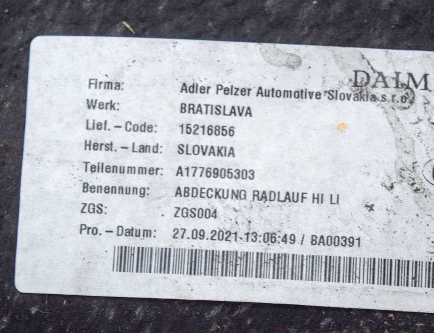 MERCEDES-BENZ A-Class W177 (2018-2024) Подкрылок задний левый A1776905303 15004658