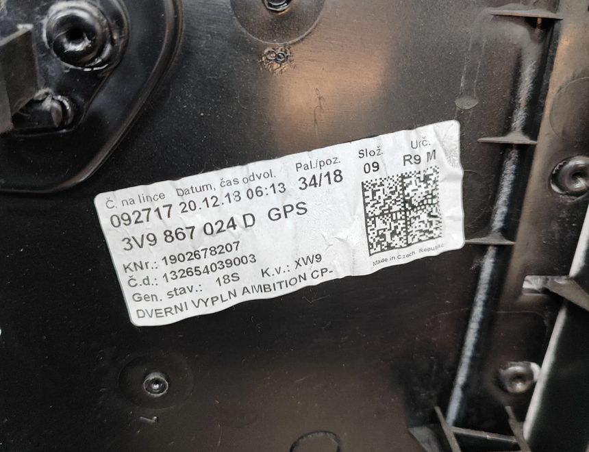 SKODA Superb 3 generation (2015-2023) Aizmugurējo labo durvju panelis 3V9867024D,3V5867212,3V9867212 29969524