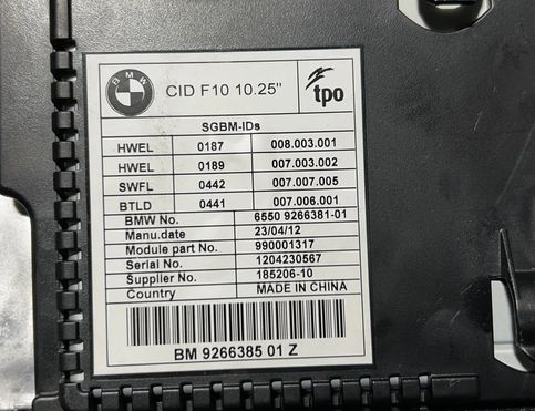 BMW 5 Series F10/F11 (2009-2017) Navigācijas displejs 6550926638101,926638101 22982967