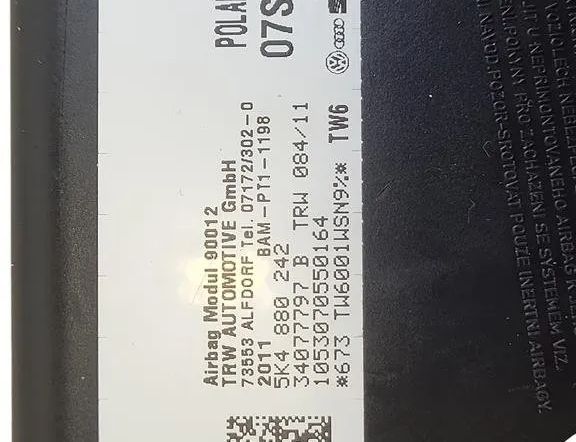 VOLKSWAGEN Golf 8 generation (2019-2023) Priekšējā labā sēdekļa drošības spilvens SRS BAMPT11198 32043468