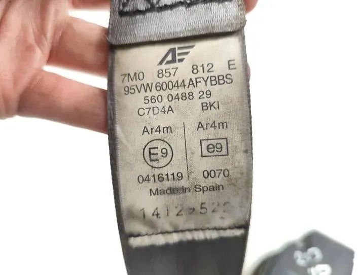VOLKSWAGEN Sharan 1 generation (1995-2010) Aizmugurējā labā drošības josta 7M0857812E,560048829,95VW60044AY 27175309