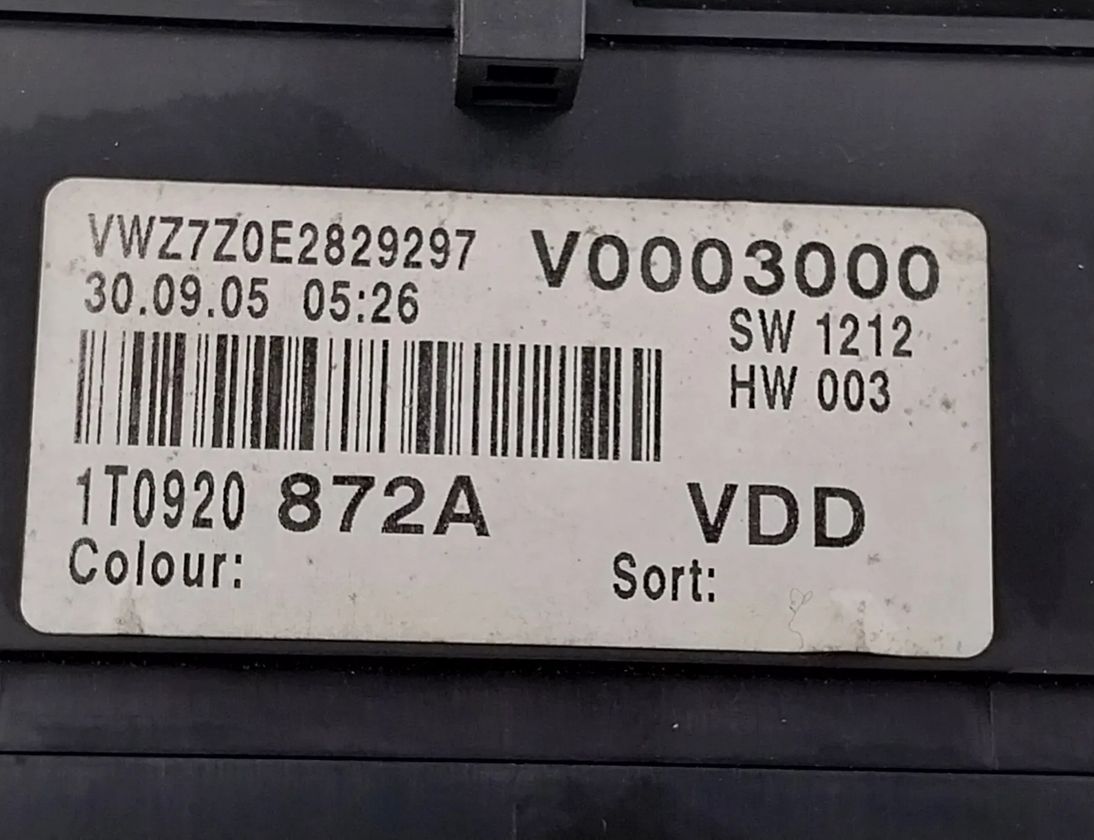 VOLKSWAGEN Touran 1 generation (2003-2015) Speedometer 1T0920872A,A2C53023102,A2C53025660,V0003000 27960369