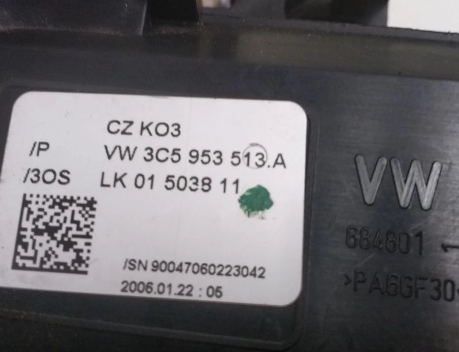 VOLKSWAGEN Passat B6 (2005-2010) Pagrieziena rādītāja mehānisms 3C5953513A 27709387