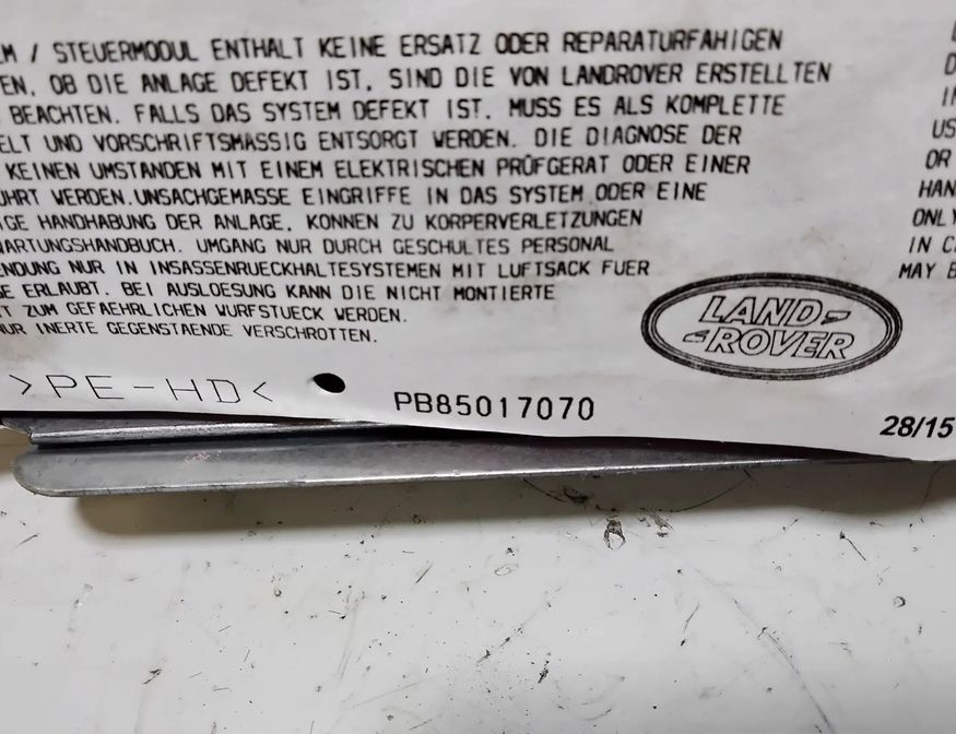 LAND ROVER Discovery 1 generation (1989-1997) Vadības paneļa drošības spilvens SRS PB85017070 28636619