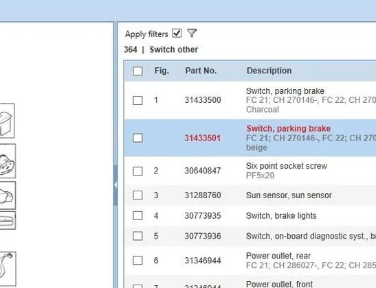 VOLVO S60 2 generation (2010-2020) Кнопка ручного тормоза 31343243,31433501 24970480