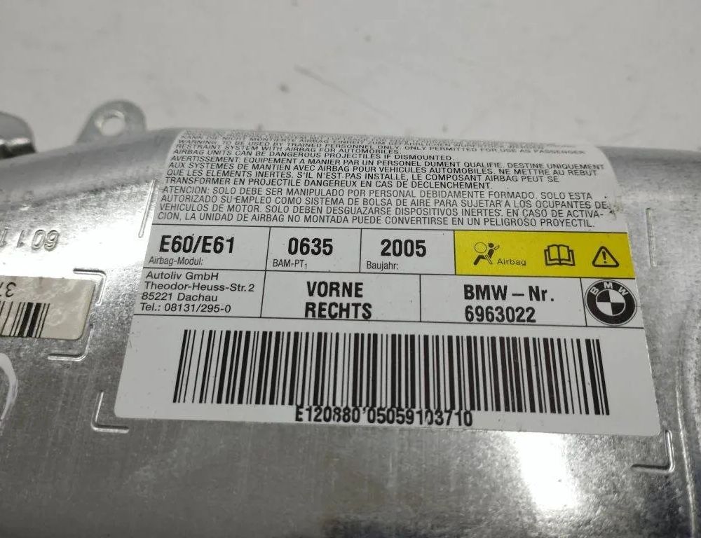 BMW 5 Series E60/E61 (2003-2010) Front Right Door Airbag SRS 6963022 31206467