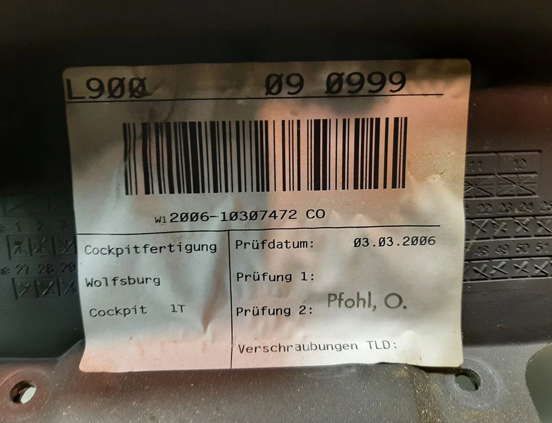 VOLKSWAGEN Touran 1 generation (2003-2015) Dashboard 1T1857001,1T0858005A,1T1857067 17399044