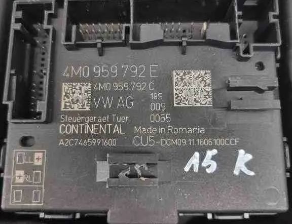 AUDI A5 Sportback F5 (2016-2024) Aizmugurējo kreiso durvju vadības bloks 4M0959792E 32433534