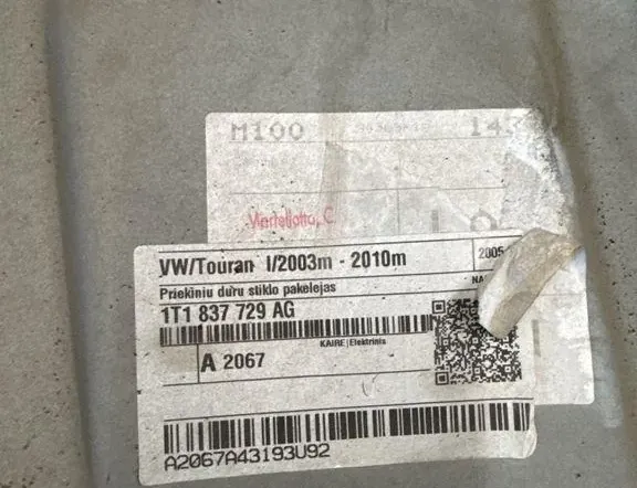 VOLKSWAGEN Touran 1 generation (2003-2015) Стеклоподъемник передней левой двери 1T1837729AG 33309967