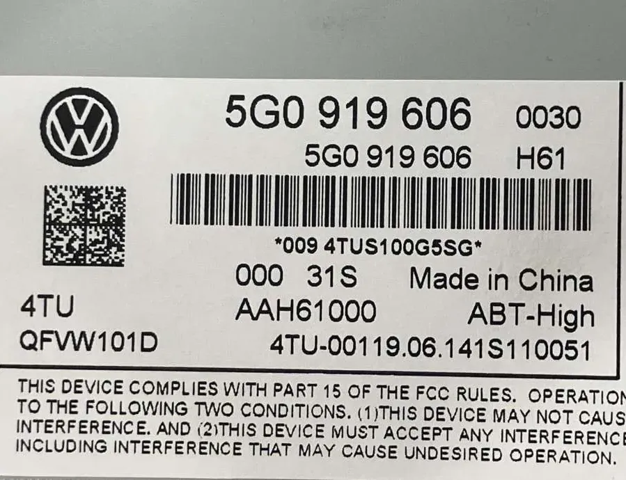 VOLKSWAGEN Golf 7 generation (2012-2024) Екран навигаций 5g0919606 33541980