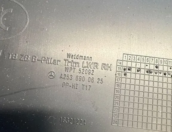 MERCEDES-BENZ GLC X253 (2015-2024) Right Side B Pillar Trim WPT52092,A2536900625 33164950