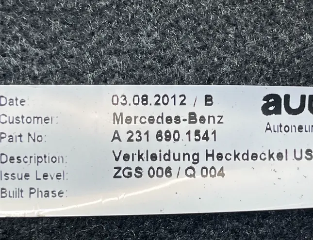 MERCEDES-BENZ SL-Class R231 (2012-2020) Trunk Trim A2316901541,2316901541 33549454