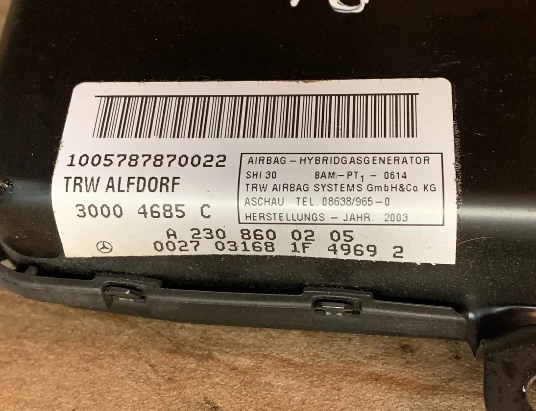 MERCEDES-BENZ SL-Class R230 (2001-2011) SRS передней правой двери A2308600205 33728812