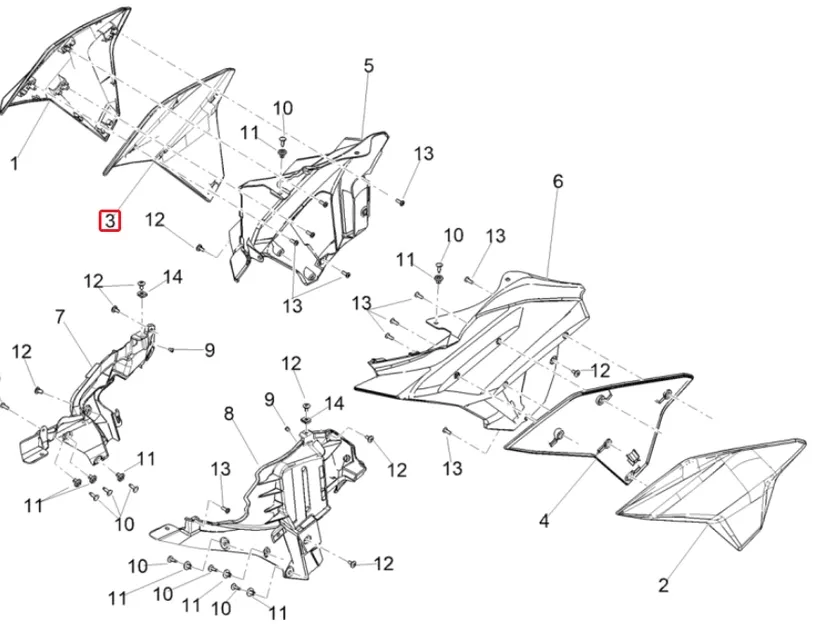 APRILIA TUONO Labās puses plastmasa 2B008047 34058086