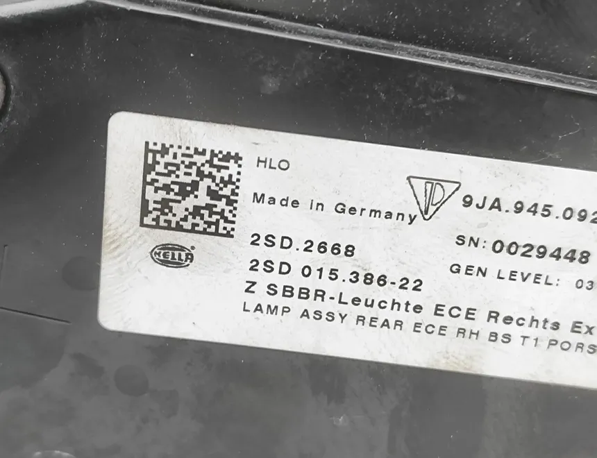 PORSCHE Taycan 1 generation (2019-2023) Фонарь задний правый 9JA945092G 33596811