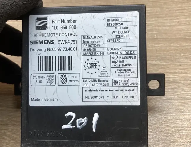 SEAT Toledo 1 generation (1991-1999) Komforta vadības bloks 1L0959800,5WK4791 34423450