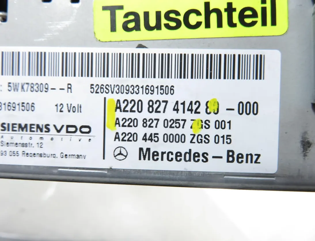 MERCEDES-BENZ S-Class W220 (1998-2005) Автомагнитола без навигации 2208274142,2208270257 33576926