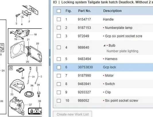 VOLVO V70 2 generation (2000-2008) Tailgate Boot Lock 30753830 33548692