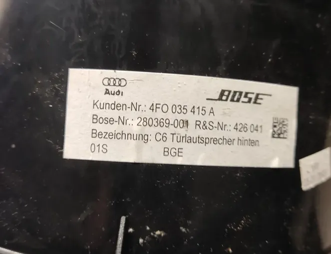 AUDI A6 C6/4F (2004-2011) Aizmugurējo kreiso durvju skaļrunis 4fo035415a 33151093