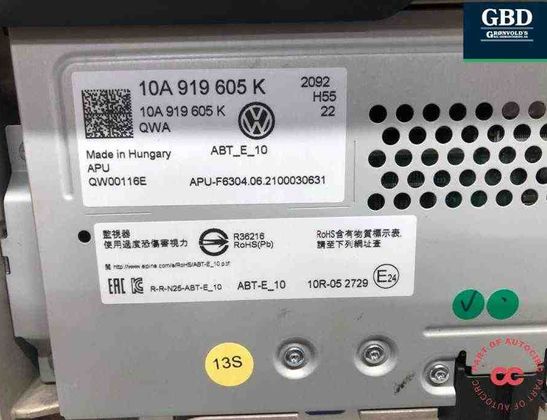 VOLKSWAGEN ID.3 1 generation (2019-2023) Navigation Display 10b919605,10a919605k 31712213