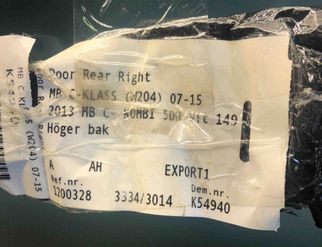 MERCEDES-BENZ C-Class W204/S204/C204 (2004-2015) Rear Right Door 123456 31723329