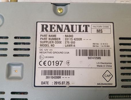 RENAULT Espace 5 generation (2015-2023) Mūzikas atskaņotājs bez GPS/navigācijas 281154200R 32828043