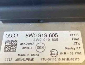 AUDI A4 B9/8W (2015-2024) Екран навигаций 8W0919605 31604460