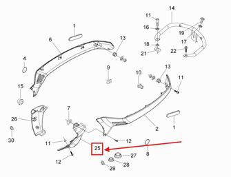 VESPA LX G30/G31 (2016-2023) Aizmugurējā kreisā plastmasa 6221294,5A000087 32063160