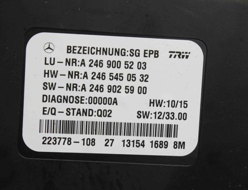 MERCEDES-BENZ CLA-Class C117 (2013-2016) Handbrake Control Unit A2469005203 17353822