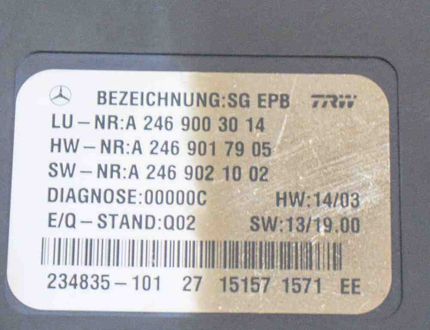 MERCEDES-BENZ A-Class W176 (2012-2018) Rokas bremžu vadības bloks A2469017905,234835-101,A2469003014,A2469021002 10642573