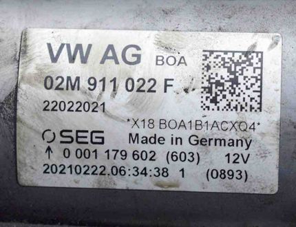 VOLKSWAGEN Golf 8 generation (2019-2023) Starteris 02M911022F,0001179602,0001179603 21336168
