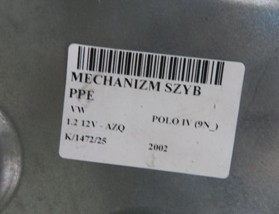 VOLKSWAGEN Polo 4 generation (2001-2009) Priekšējo labo durvju logu pacēlājs 6Q2959801A,6Q4837756 32791536