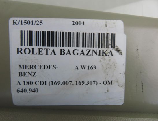 MERCEDES-BENZ A-Class W169 (2004-2012) Trunk curtain A1698600175 33033322