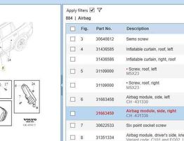 VOLVO XC60 2 generation (2017-2024) Priekšējā labā sēdekļa drošības spilvens SRS 31663459 32144089