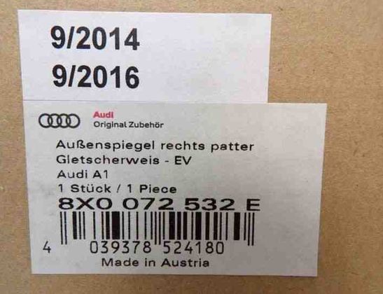 AUDI A1 GB (2018-2024) Облицовка переднего левого зеркала 8X0072531E,8X0072532E 27464228