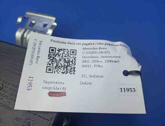 MERCEDES-BENZ C-Class W203/S203/CL203 (2000-2008) Front Right Door Airbag SRS A2038602605,0027031541F24109 21208450